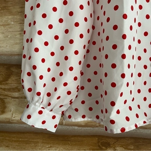 Vintage silky lightweight polkadot long sleeve blouse size large - Picture 8 of 13